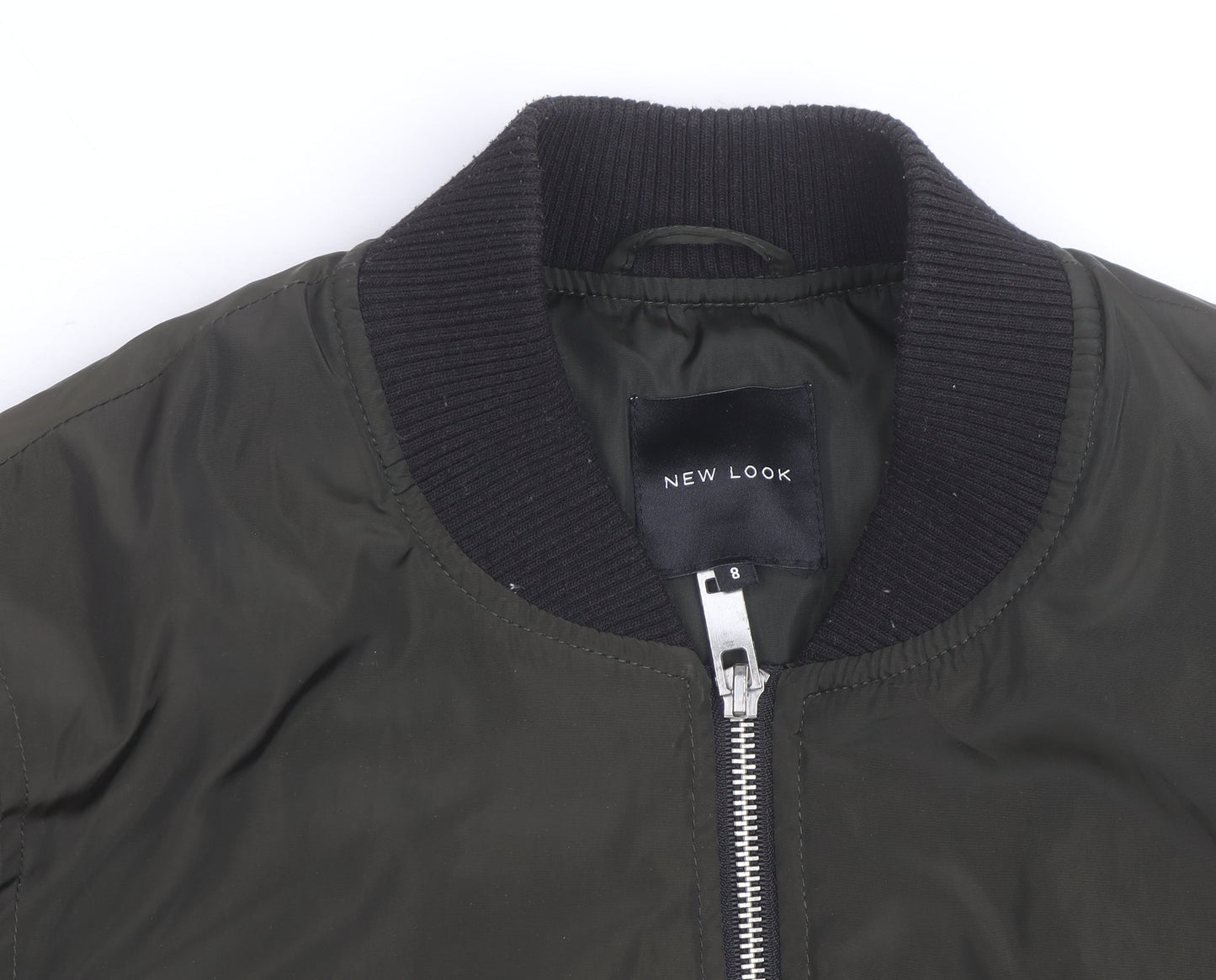 New Look Women's Green Bomber Jacket Size 8 Zip Casual Lightweight