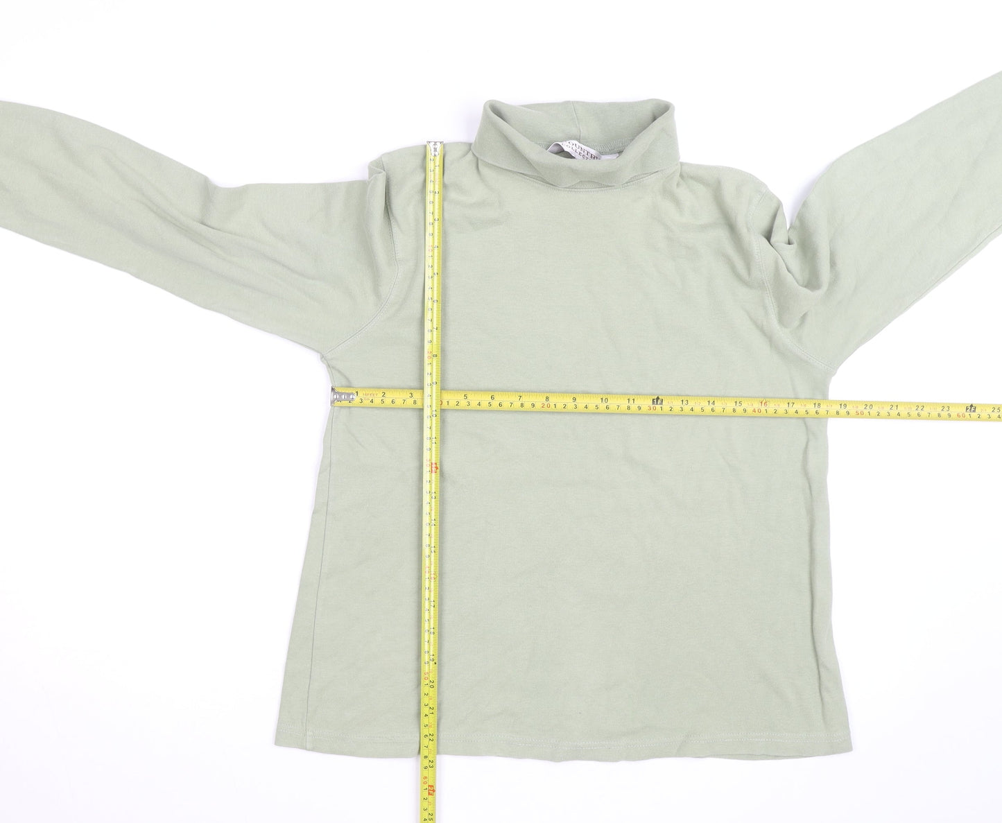 Country Collection Women’s Green Roll Neck Long Sleeve Cotton Top M