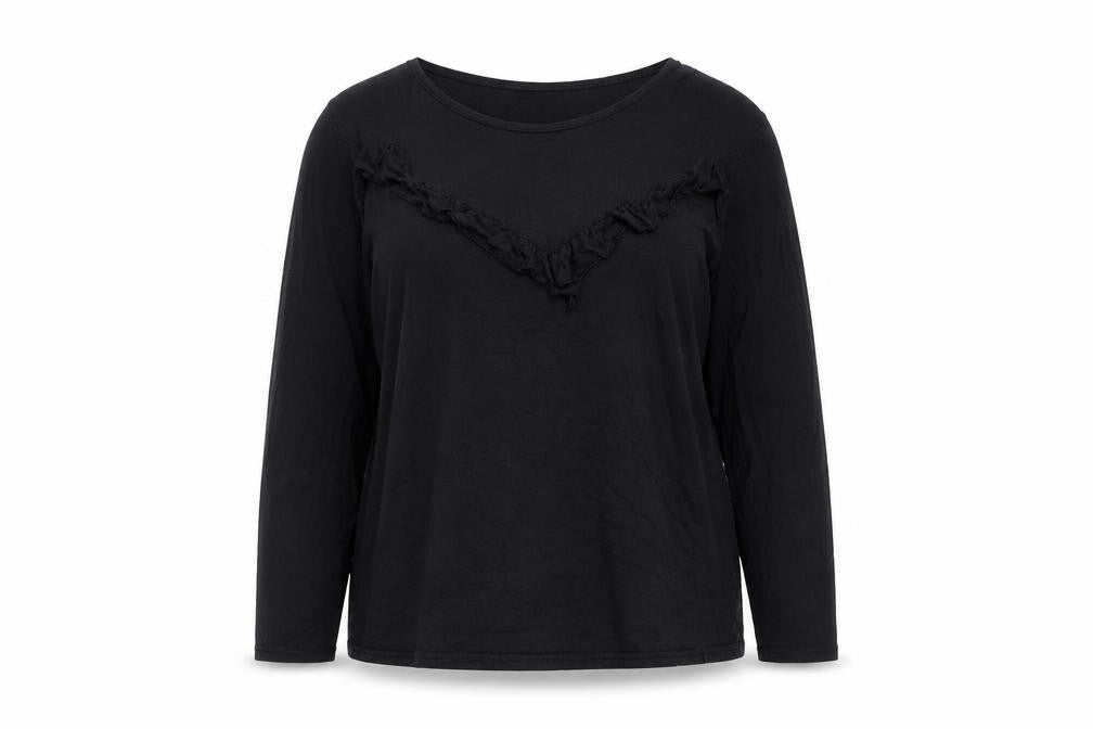 Originals from M&S Women's Black Long Sleeve Ruffle Jersey Top Size 20