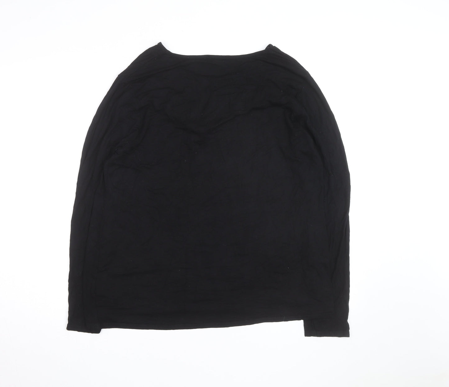 Originals from M&S Women's Black Long Sleeve Ruffle Jersey Top Size 20