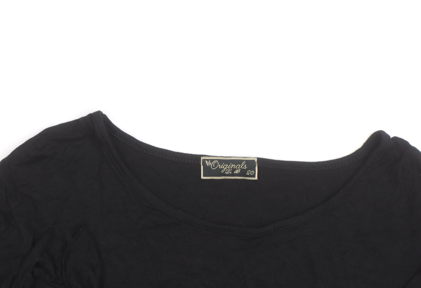 Originals from M&S Women's Black Long Sleeve Ruffle Jersey Top Size 20