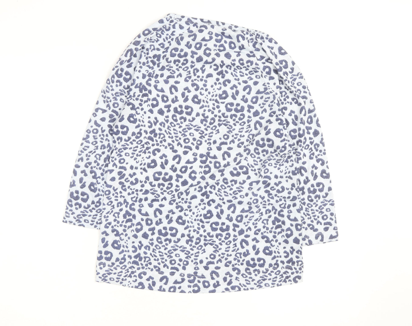 Marks and Spencer Womens Blue Leopard Print 3/4 Sleeve T-Shirt UK 10