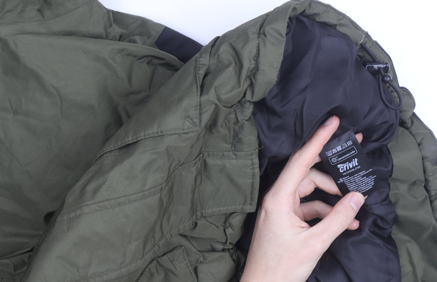 Crivit Men's Green Hooded Winter Parka Jacket Size L Outdoor Coat