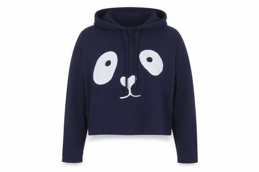 Zigzag Womens Navy Blue Hoodie UK 12 Pullover Long Sleeve Cotton