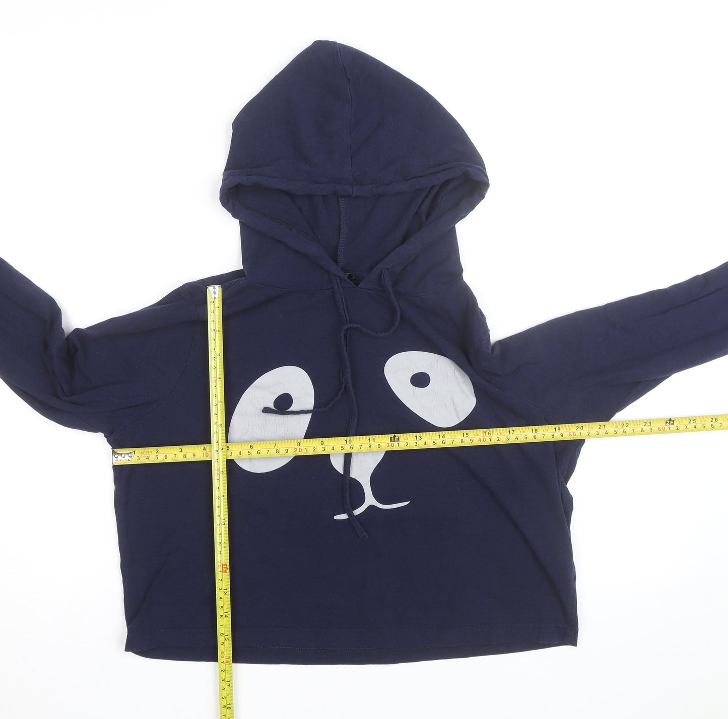 Zigzag Womens Navy Blue Hoodie UK 12 Pullover Long Sleeve Cotton