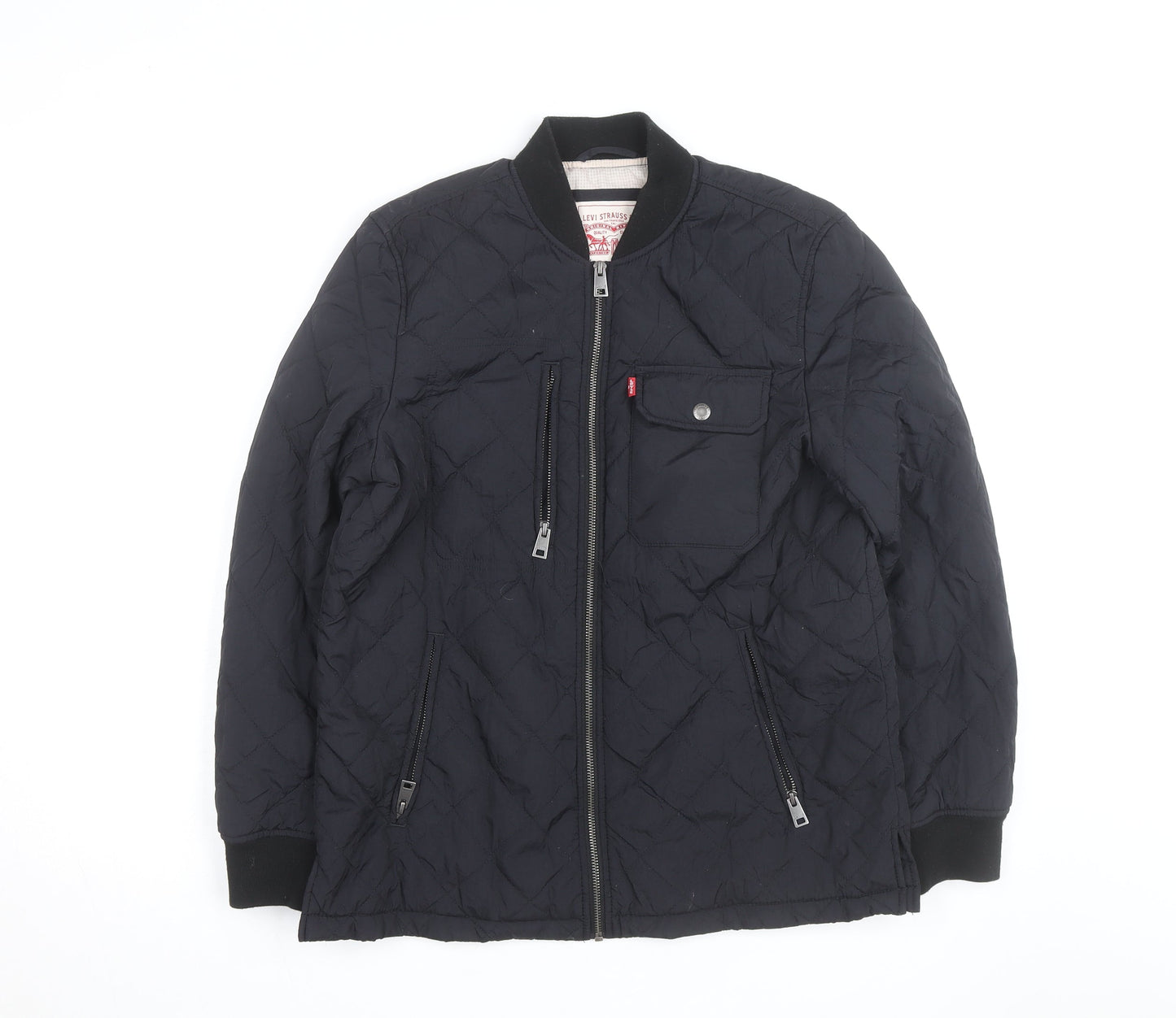 Levi's Men's Black Quilted Full Zip Mid-Length Casual Jacket S