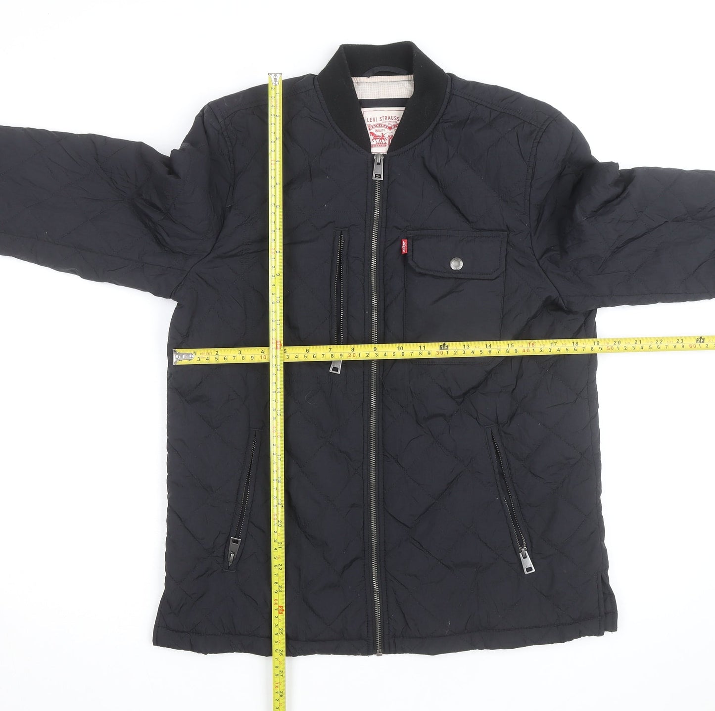 Levi's Men's Black Quilted Full Zip Mid-Length Casual Jacket S