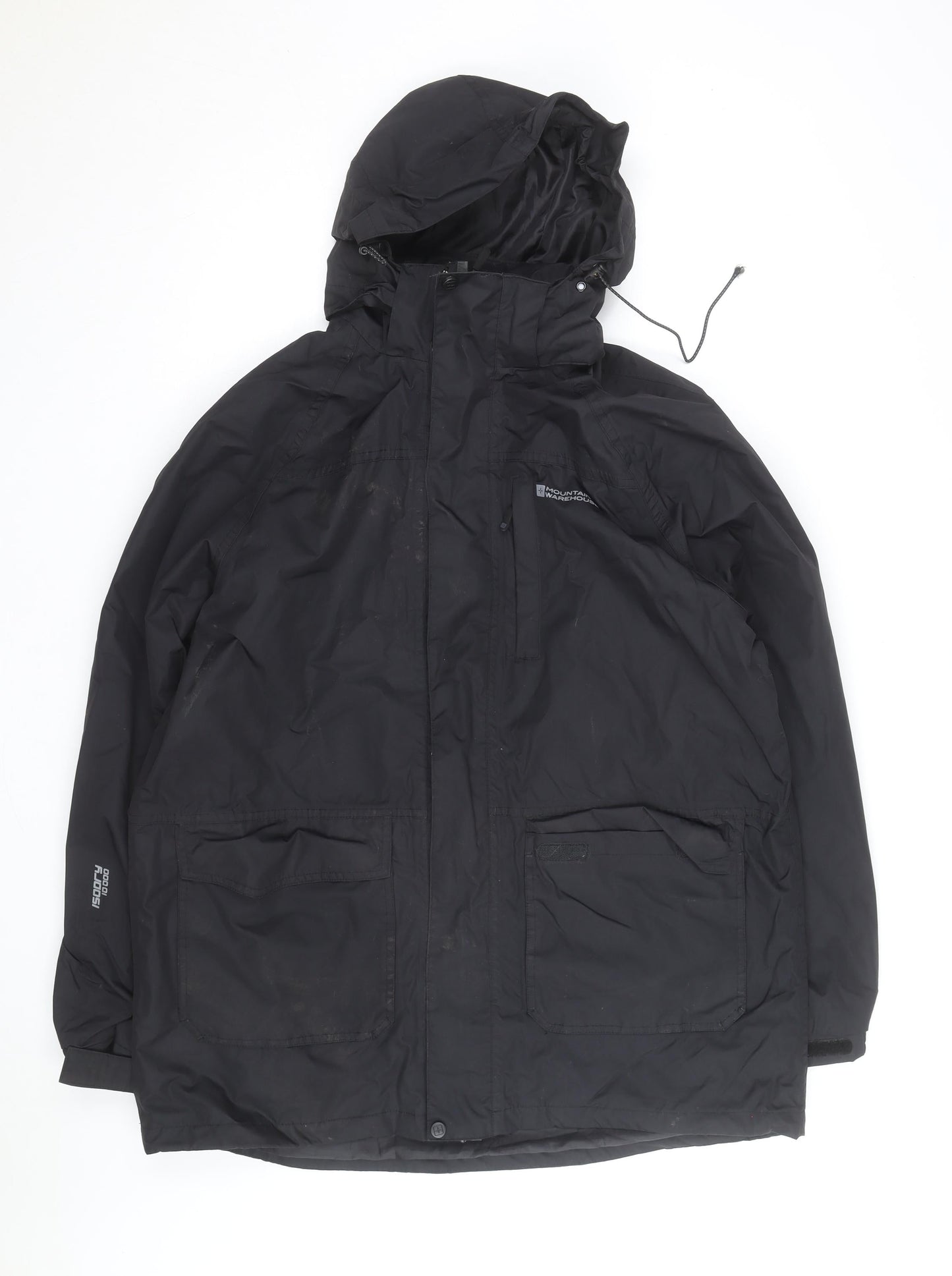 Mountain Warehouse Men's Black L Waterproof Parka Jacket Lined Hooded