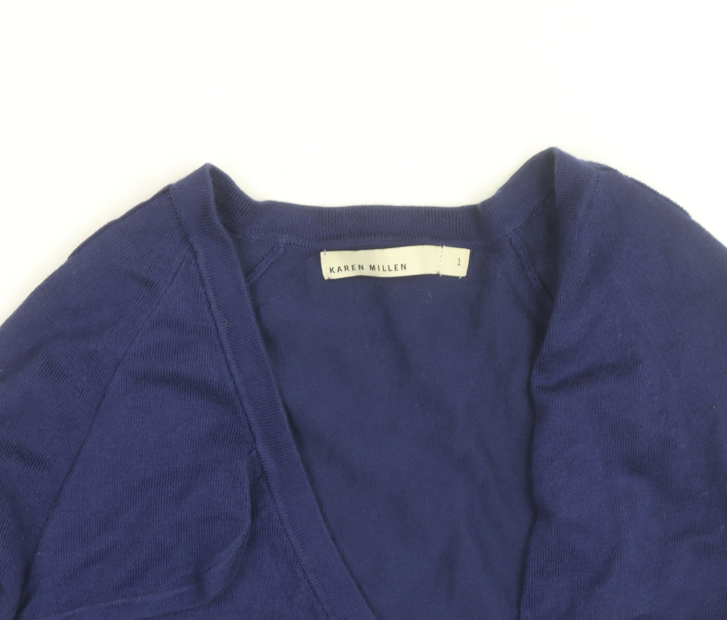 Karen Millen Women's Blue Belted V-Neck Cardigan Size S