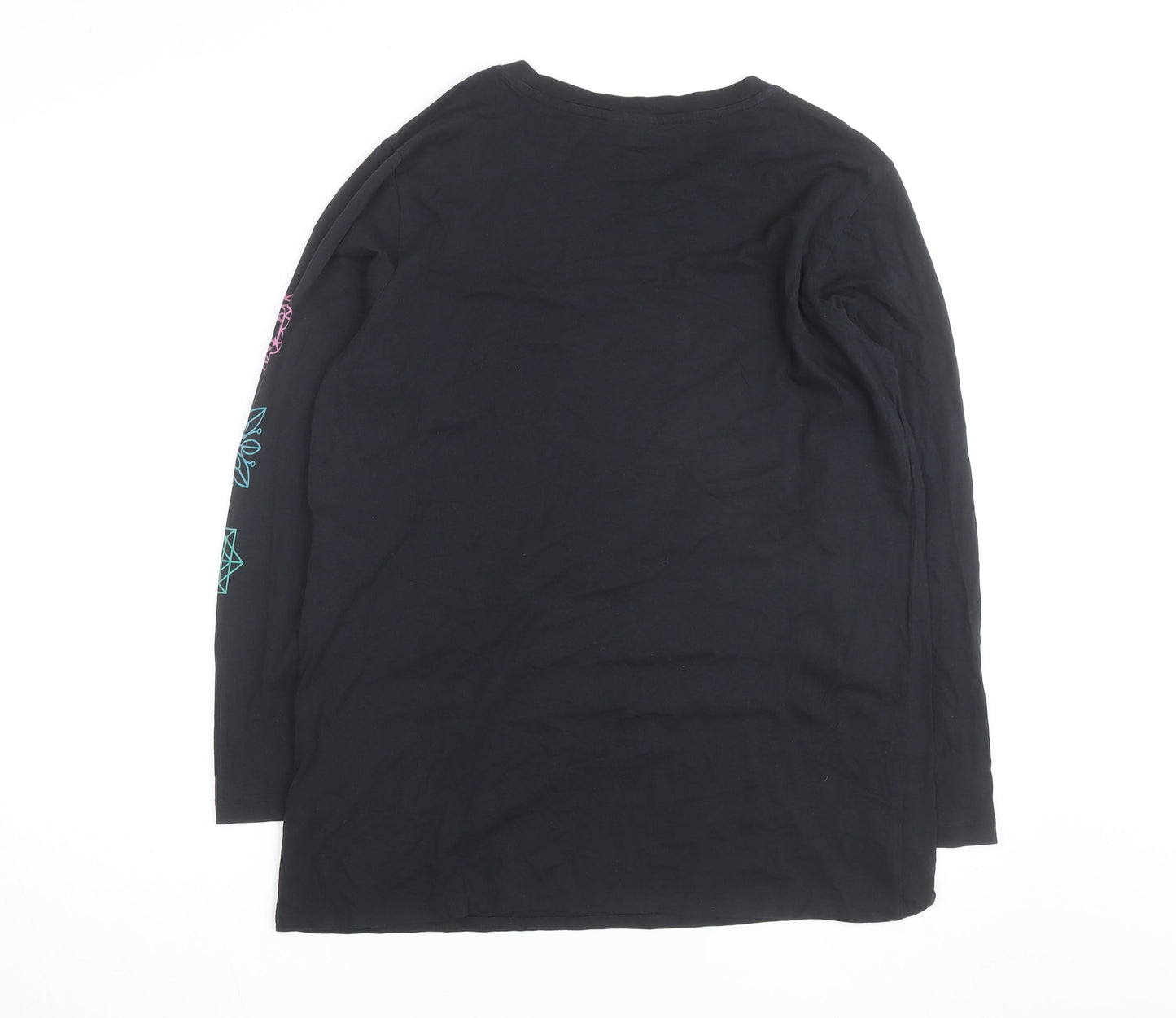 Noisy May Unisex Black Mandala Long Sleeve Cotton Shirt M