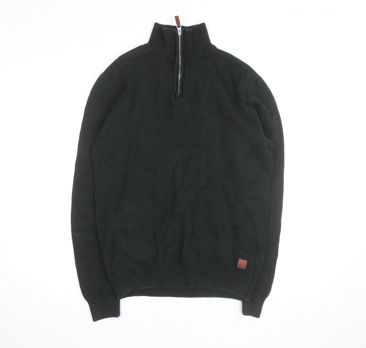 NEXT Men's Black M 1/2 Zip High Neck Cotton Blend Jumper