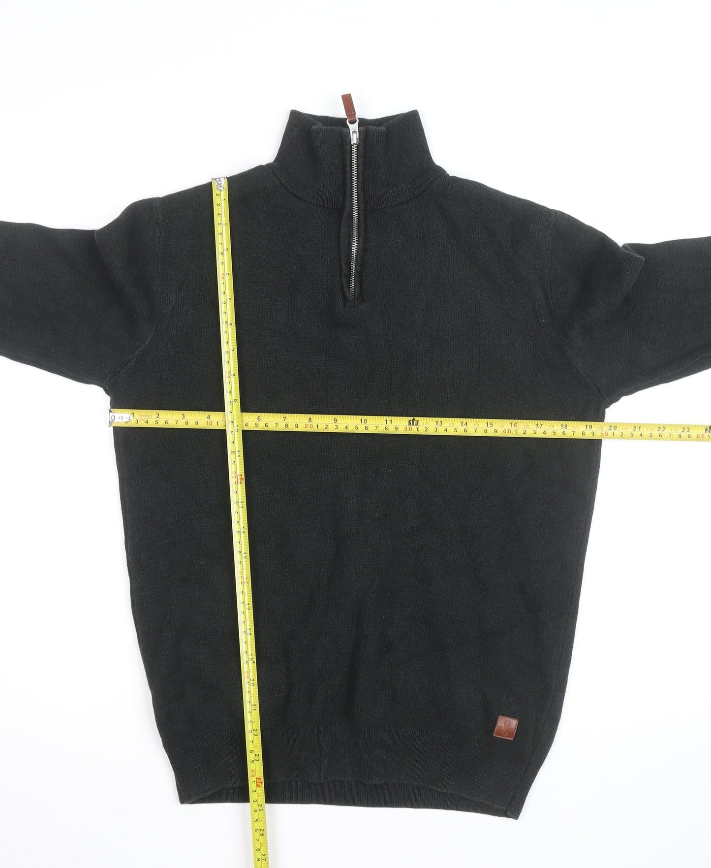 NEXT Men's Black M 1/2 Zip High Neck Cotton Blend Jumper