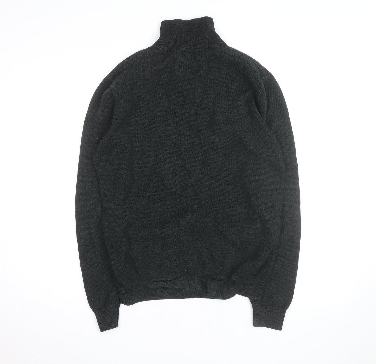 NEXT Men's Black M 1/2 Zip High Neck Cotton Blend Jumper