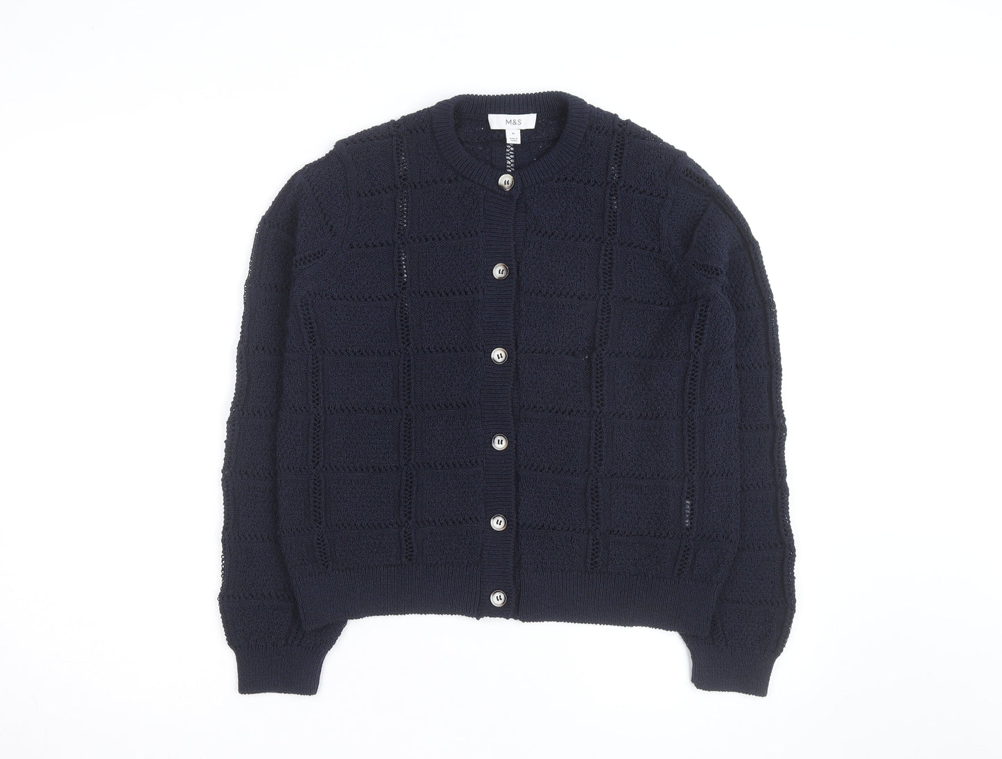 Marks and Spencer Men's Blue Cotton Knit Cardigan M