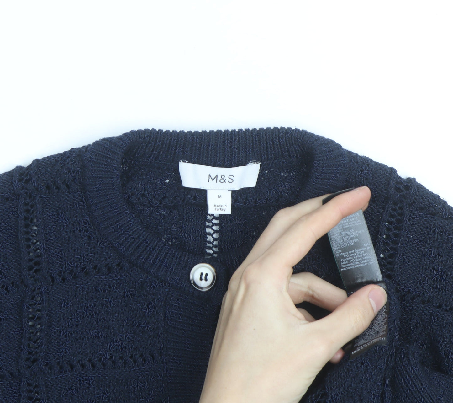 Marks and Spencer Men's Blue Cotton Knit Cardigan M