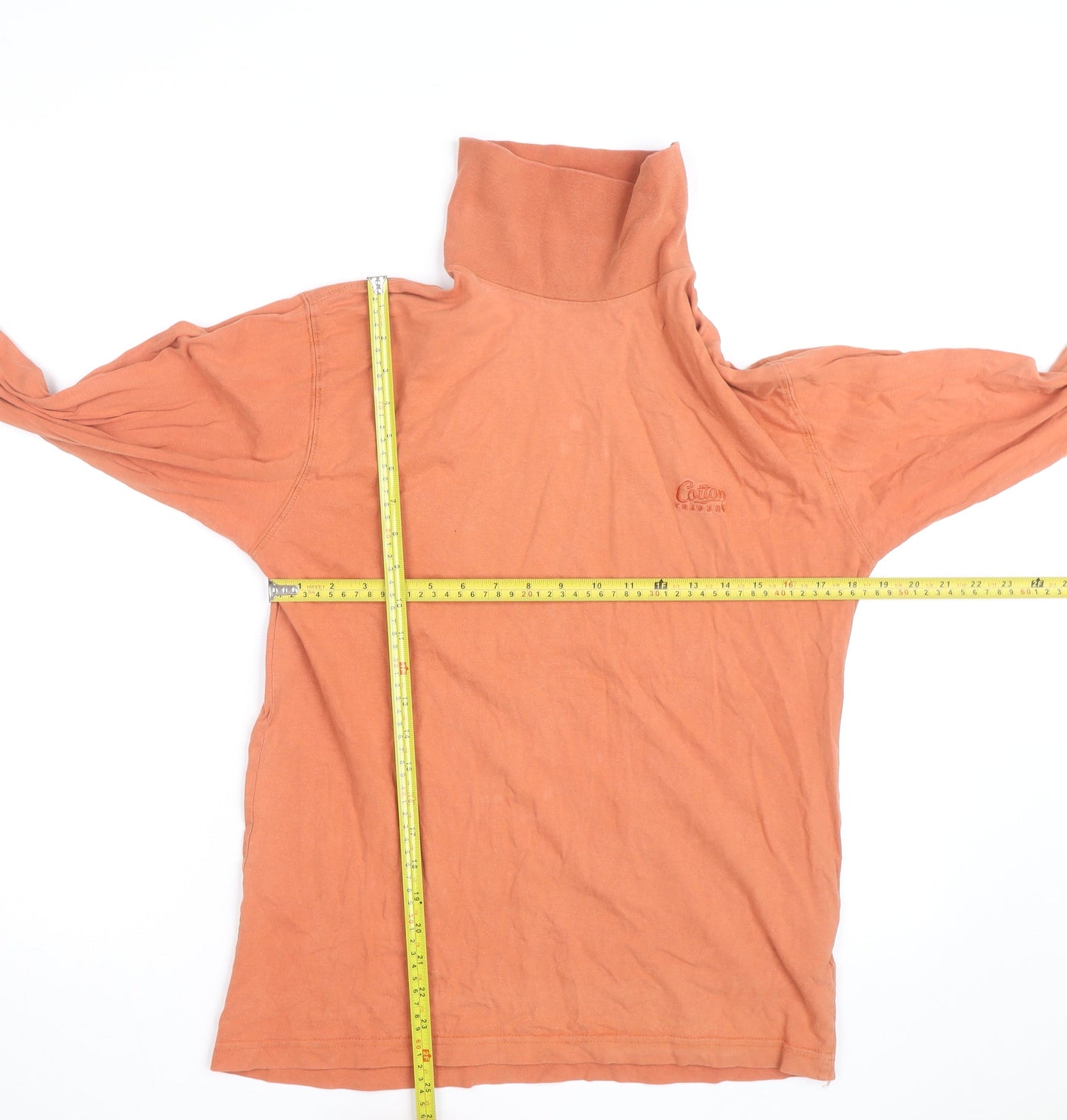 Cotton Traders Women's Orange Roll Neck Long Sleeve Cotton Top Size S