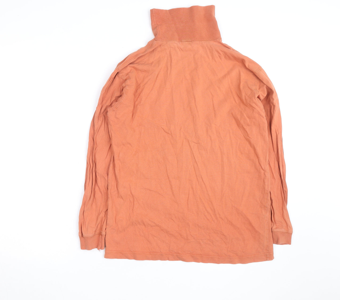 Cotton Traders Women's Orange Roll Neck Long Sleeve Cotton Top Size S