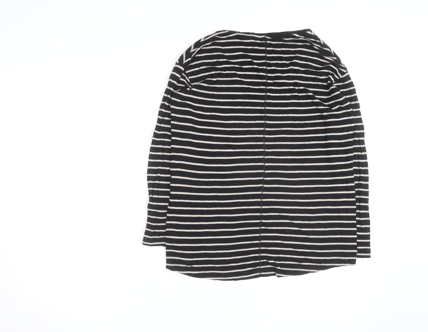 FatFace Women’s Black Striped Long Sleeve V-Neck Cotton T-Shirt Size 6