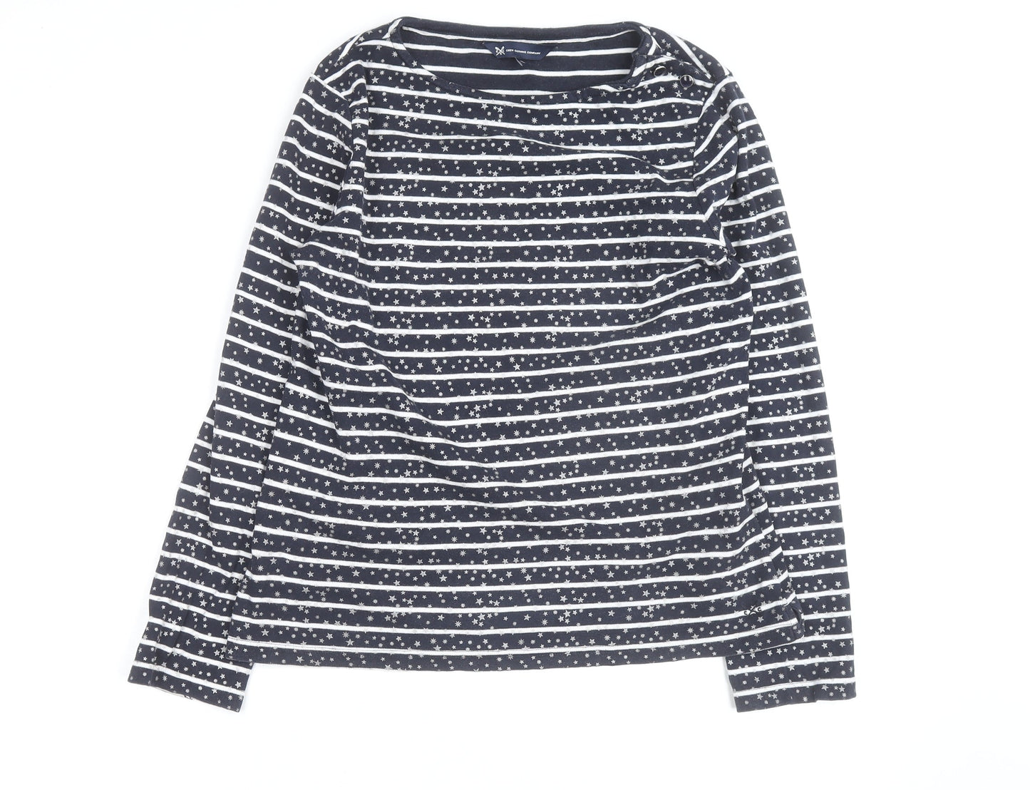 Crew Clothing Company Women’s Blue Striped Star Long Sleeve Cotton T-Shirt Size 12