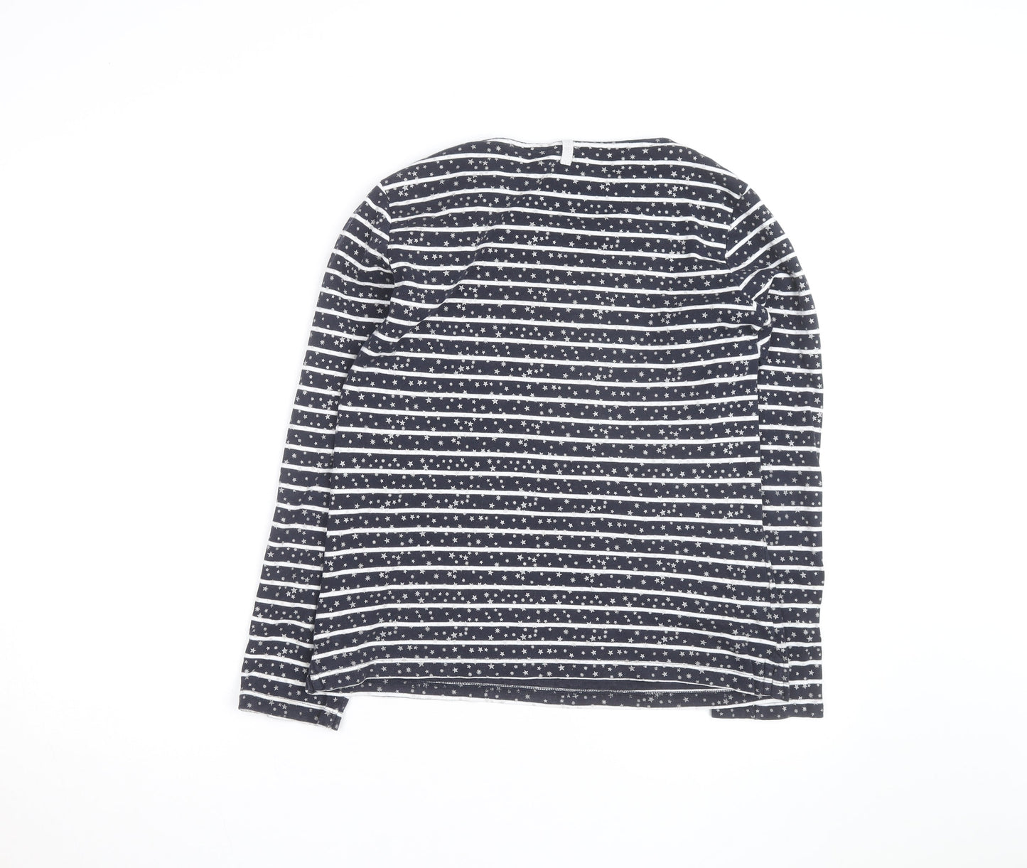 Crew Clothing Company Women’s Blue Striped Star Long Sleeve Cotton T-Shirt Size 12