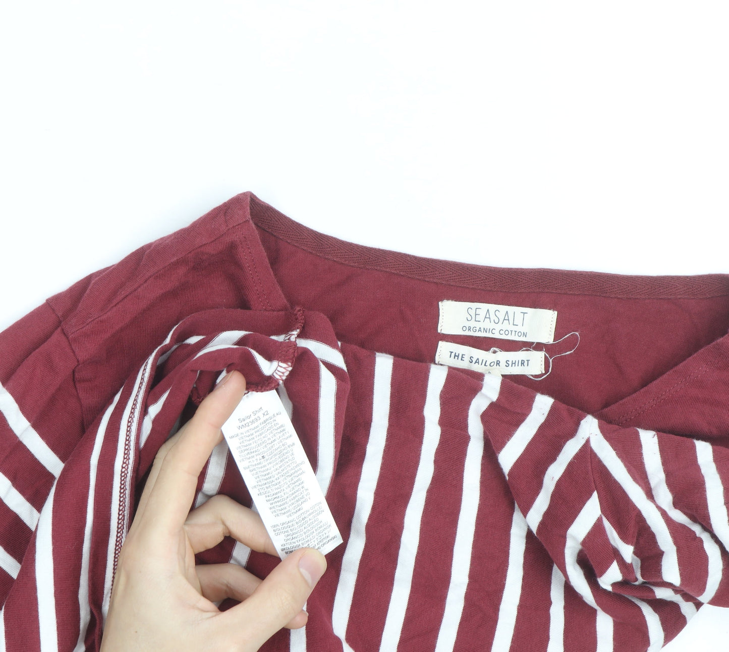 Seasalt Women's Red Stripe Organic Cotton Sailor Shirt Size 16