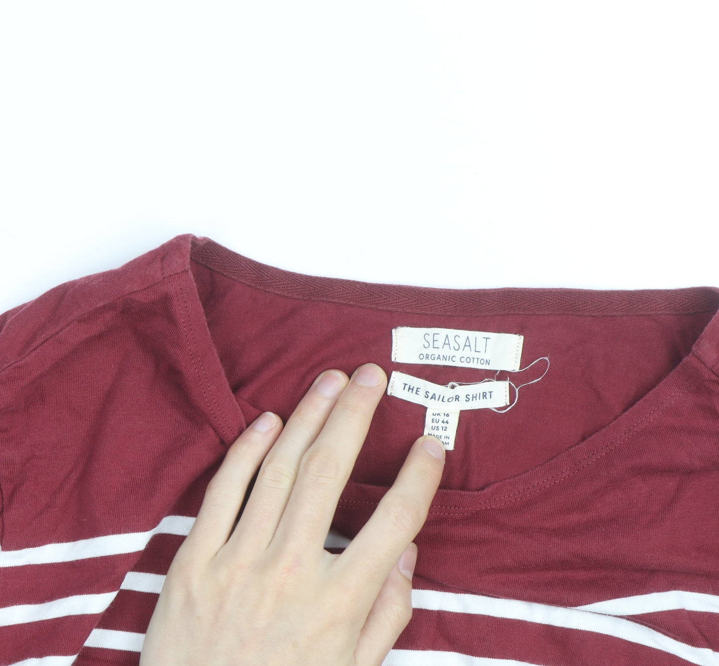 Seasalt Women's Red Stripe Organic Cotton Sailor Shirt Size 16