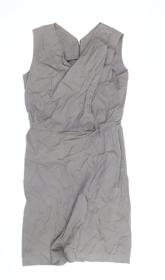 Piazza Sempione Women's Grey V-Neck Sleeveless Sheath Dress Size 10