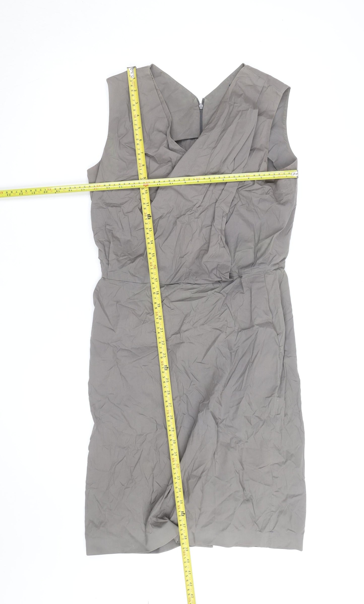 Piazza Sempione Women's Grey V-Neck Sleeveless Sheath Dress Size 10