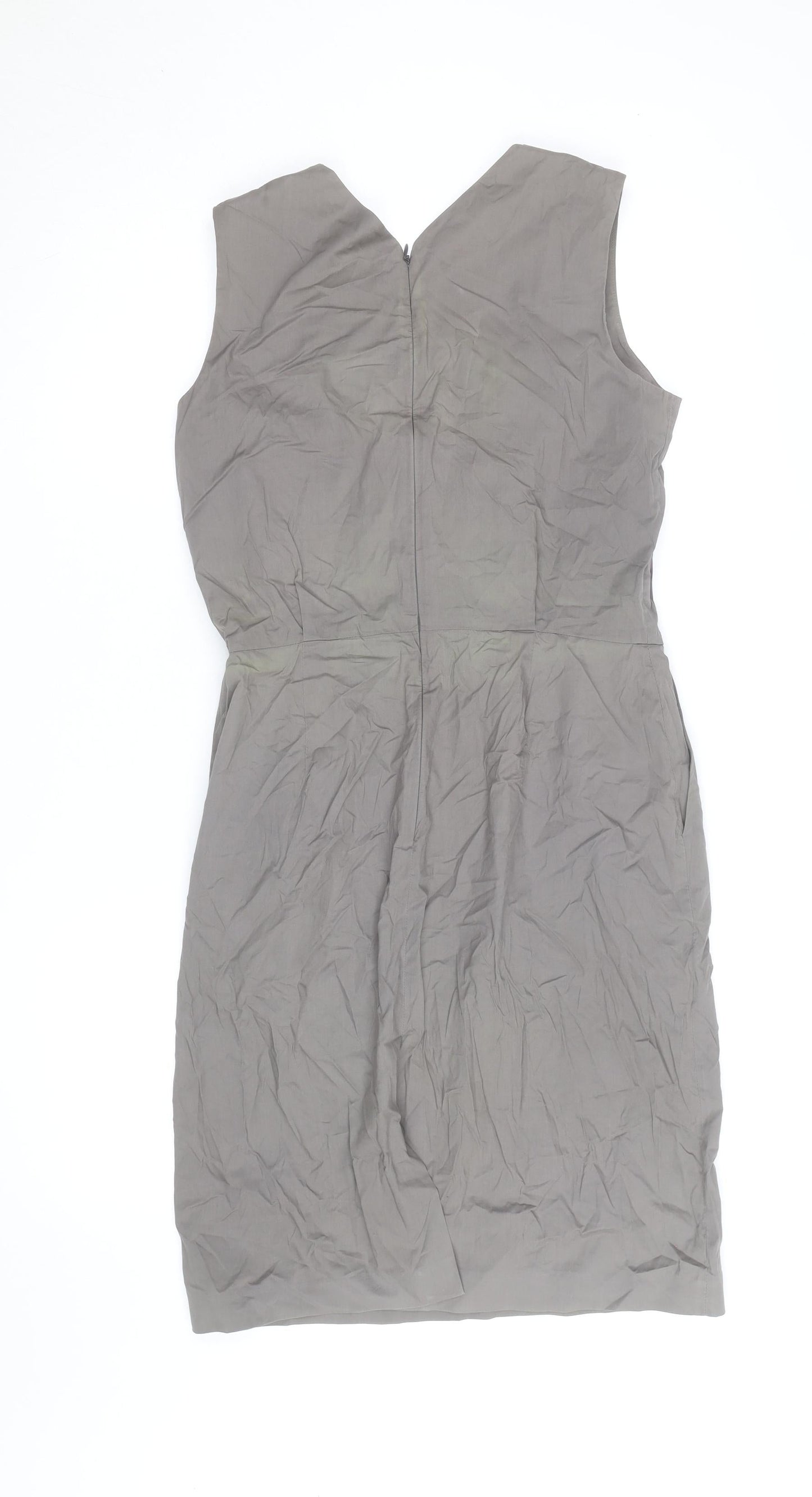 Piazza Sempione Women's Grey V-Neck Sleeveless Sheath Dress Size 10
