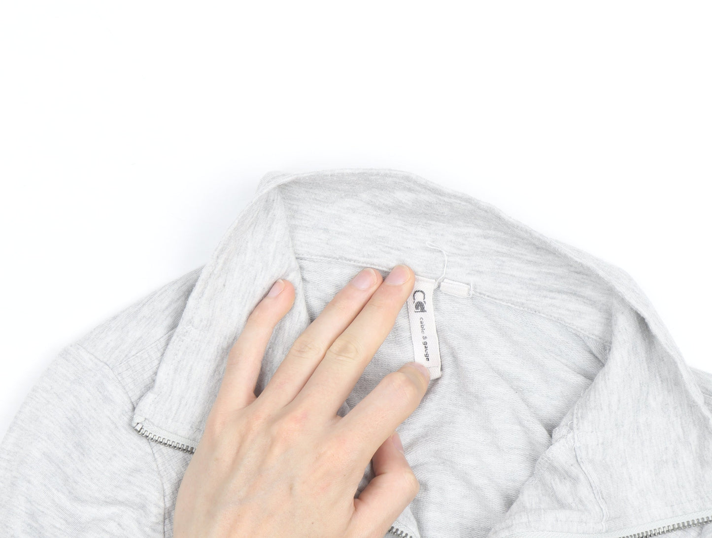 Cubic Square Men's Grey 1/2 Zip High Neck Lightweight Sweatshirt M