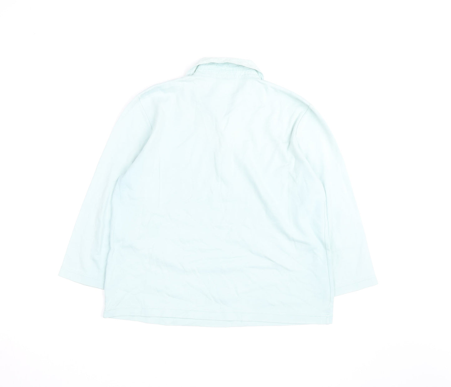 Jumper Womens Blue Cotton Long Sleeve Polo Shirt Size L