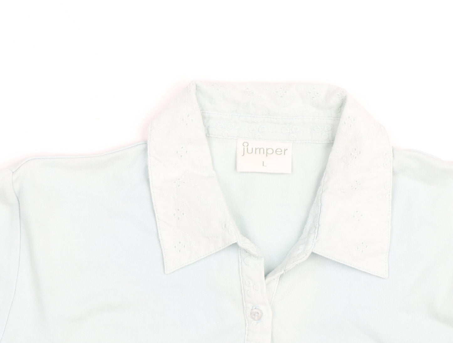 Jumper Womens Blue Cotton Long Sleeve Polo Shirt Size L