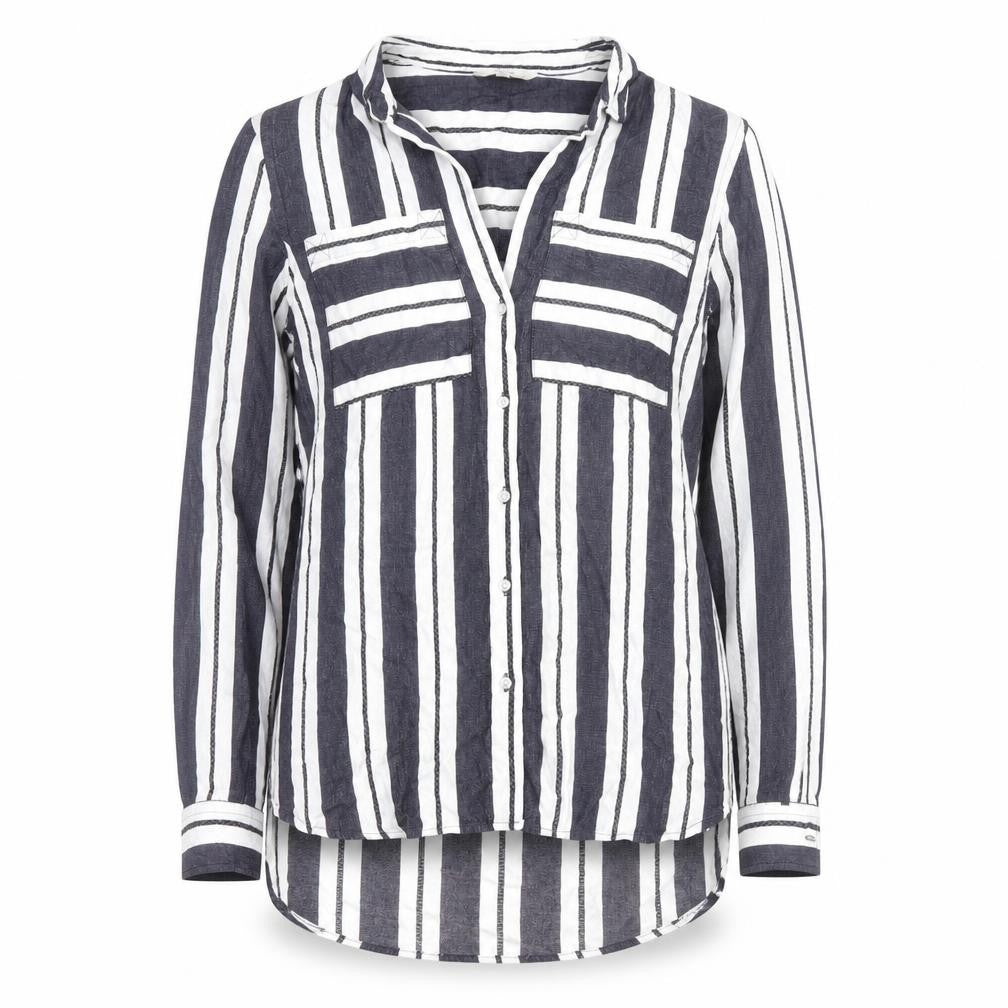 Next Women’s Blue White Striped Cotton Button-Up Tunic Shirt UK 10