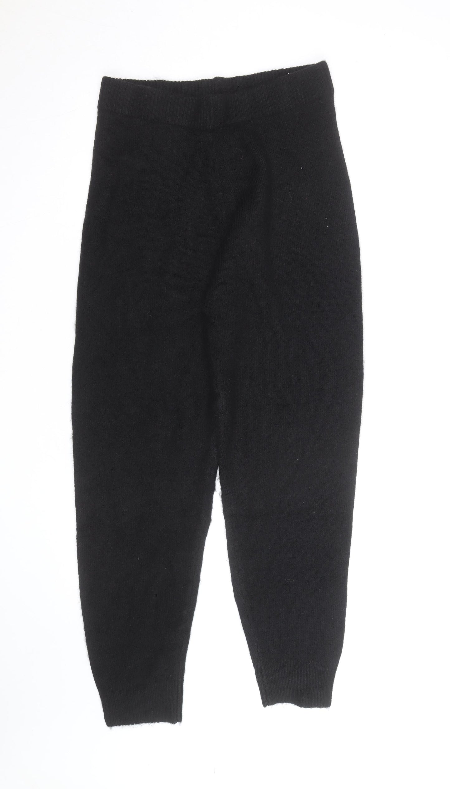 Accessorize Womens Black Wool Blend Knit Jogger Trousers Size M