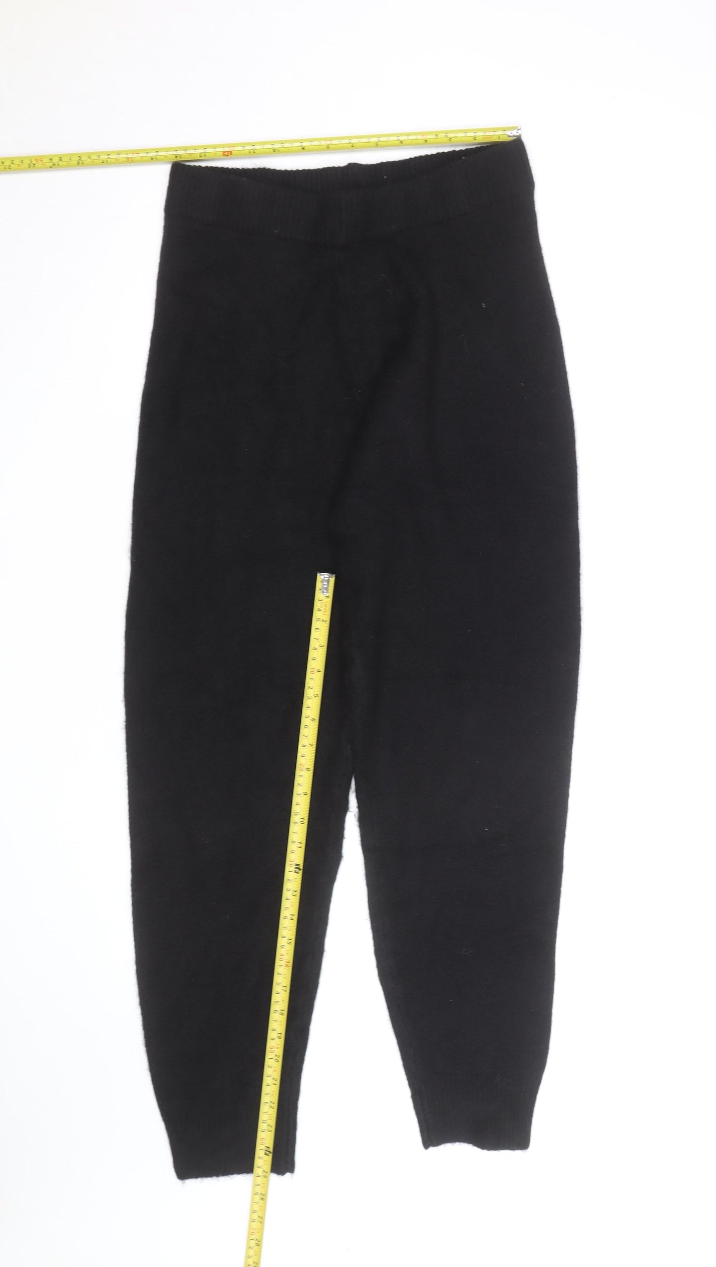 Accessorize Womens Black Wool Blend Knit Jogger Trousers Size M