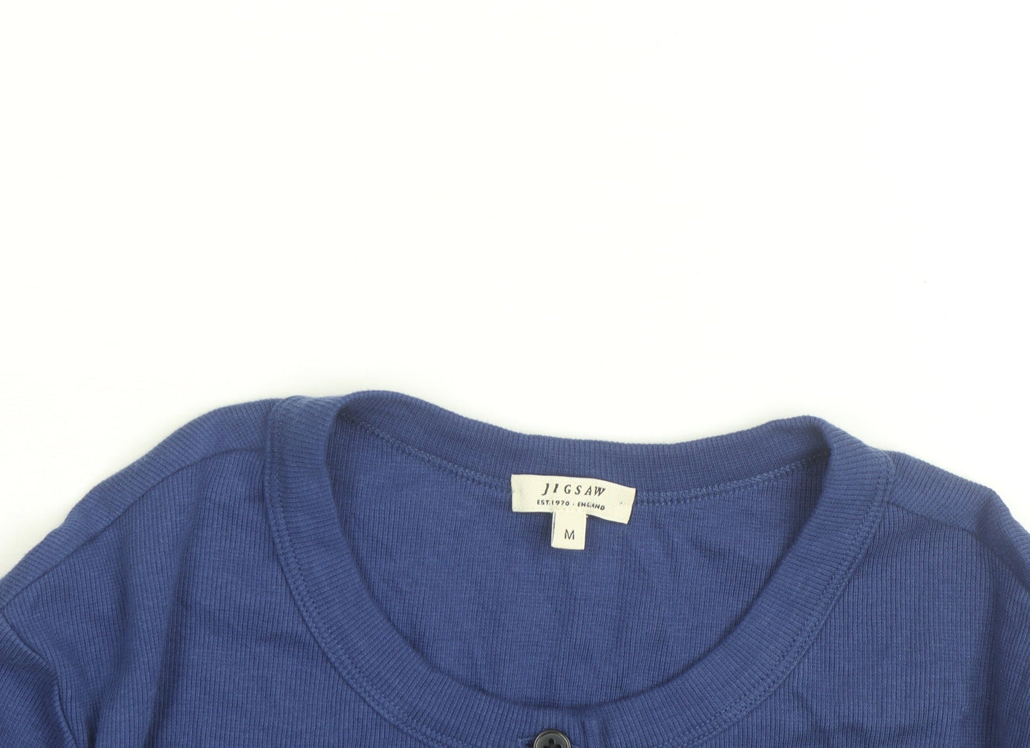 Jigsaw Women's Blue Cotton Crew Neck Button Cardigan Size M