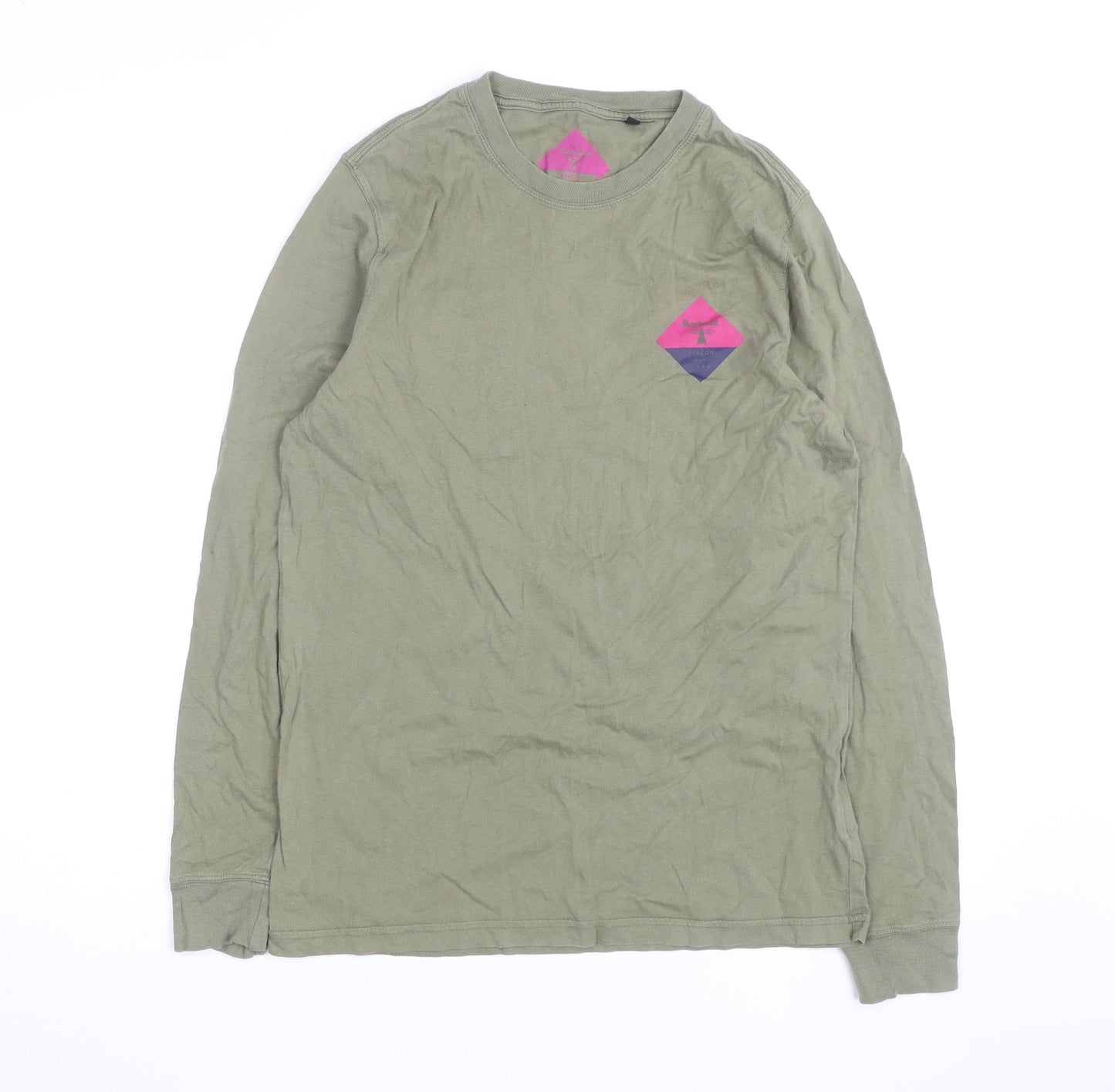 Barbour Men's Green Long Sleeve Cotton Graphic T-Shirt Size S