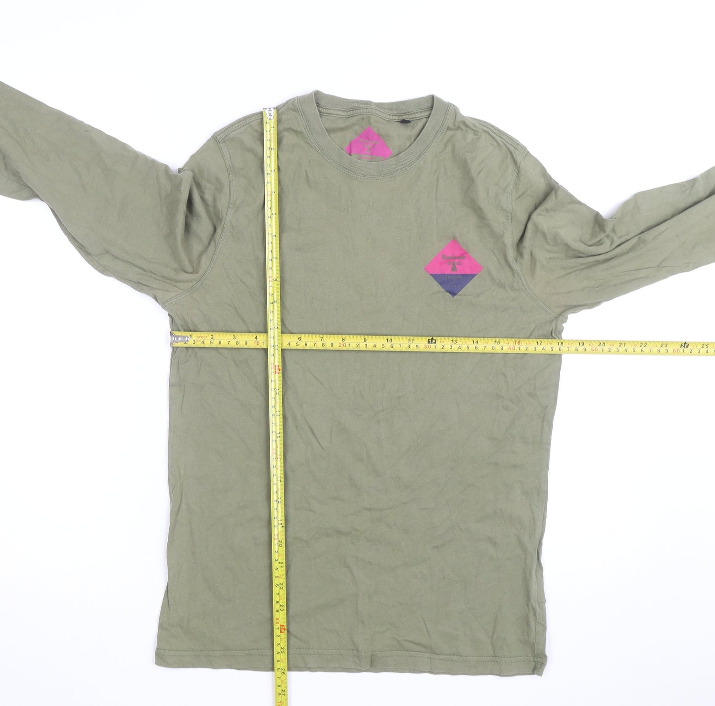 Barbour Men's Green Long Sleeve Cotton Graphic T-Shirt Size S