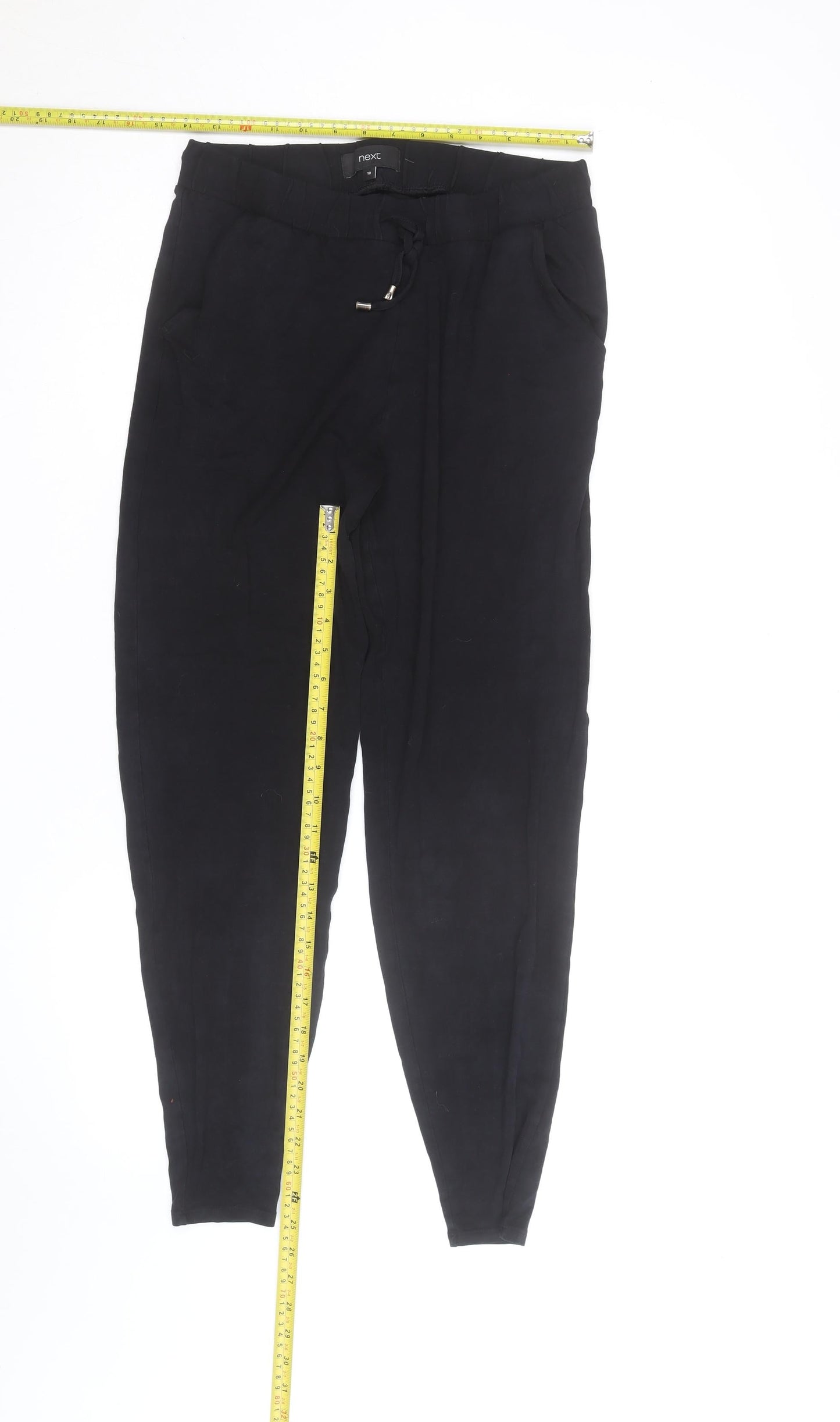 Next Women Black Viscose Jogger Trousers Size 10 Elastic Waist
