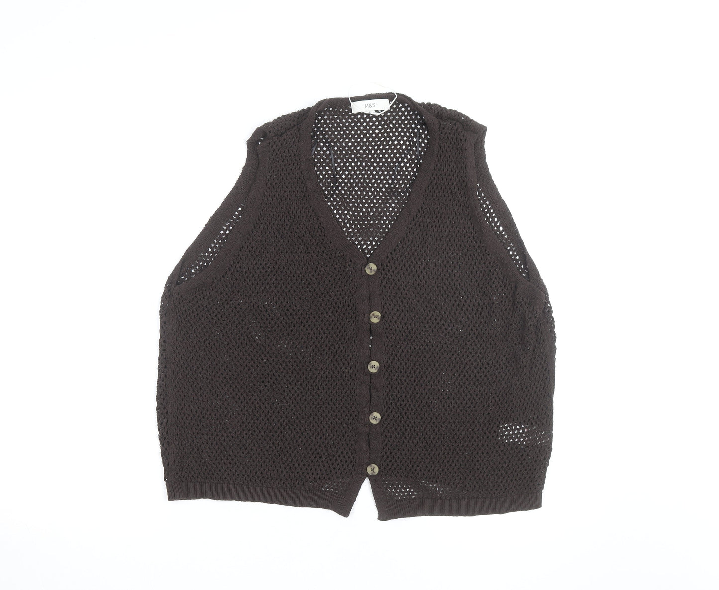 Marks and Spencer Women Brown Open Knit Cotton Vest XL