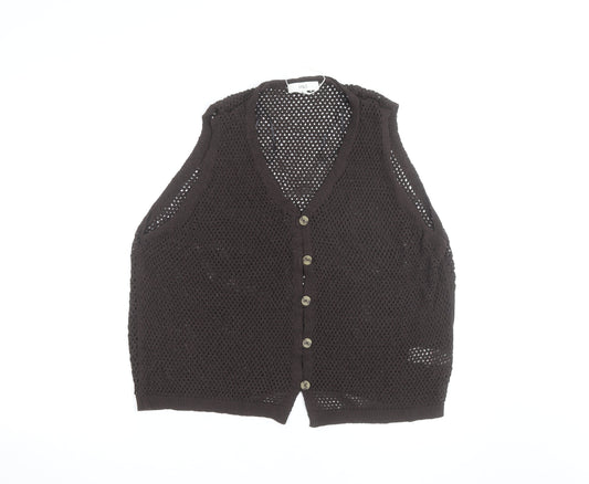Marks and Spencer Women Brown Open Knit Cotton Vest XL