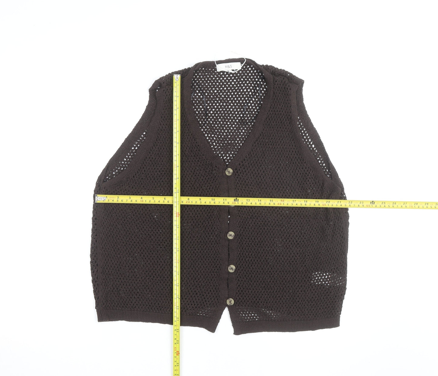 Marks and Spencer Women Brown Open Knit Cotton Vest XL