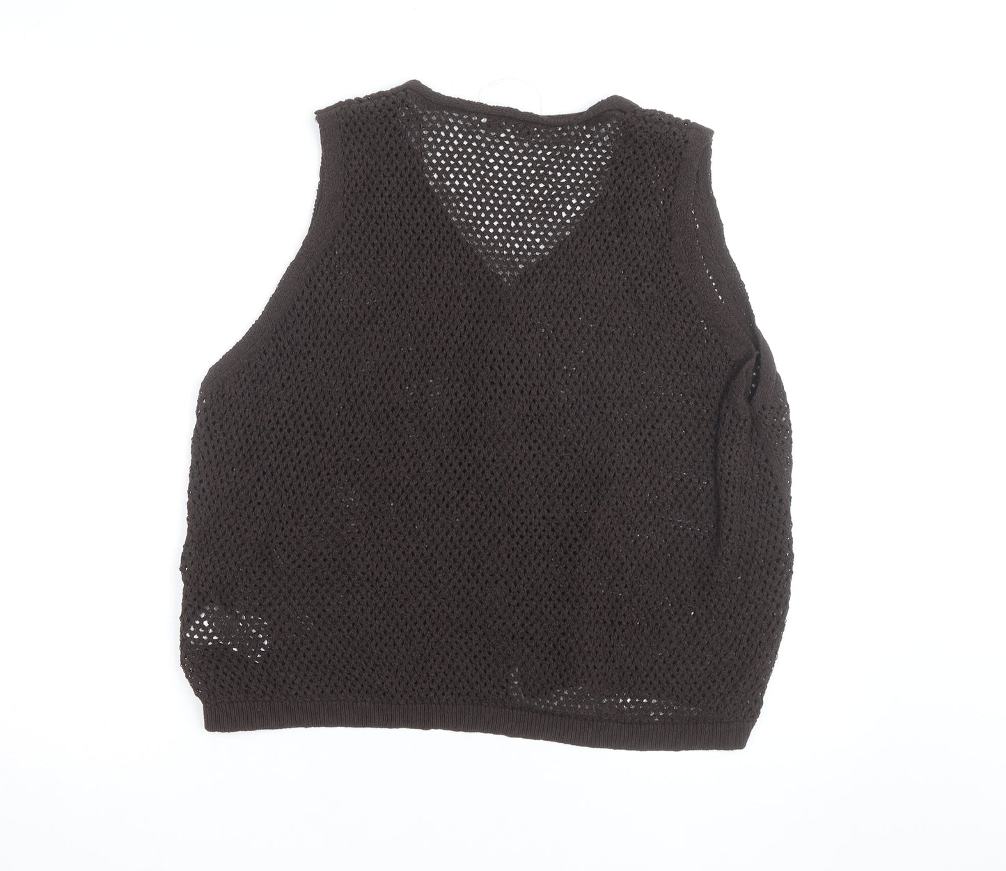 Marks and Spencer Women Brown Open Knit Cotton Vest XL