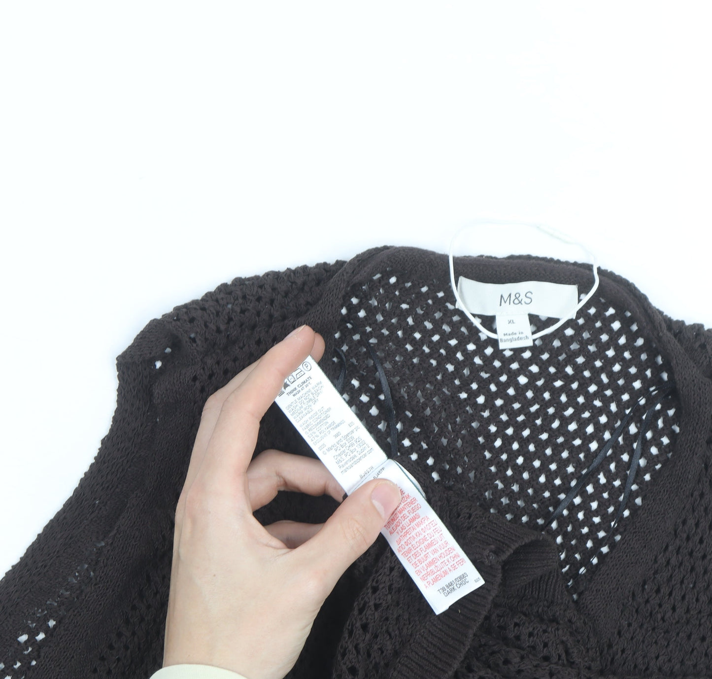 Marks and Spencer Women Brown Open Knit Cotton Vest XL