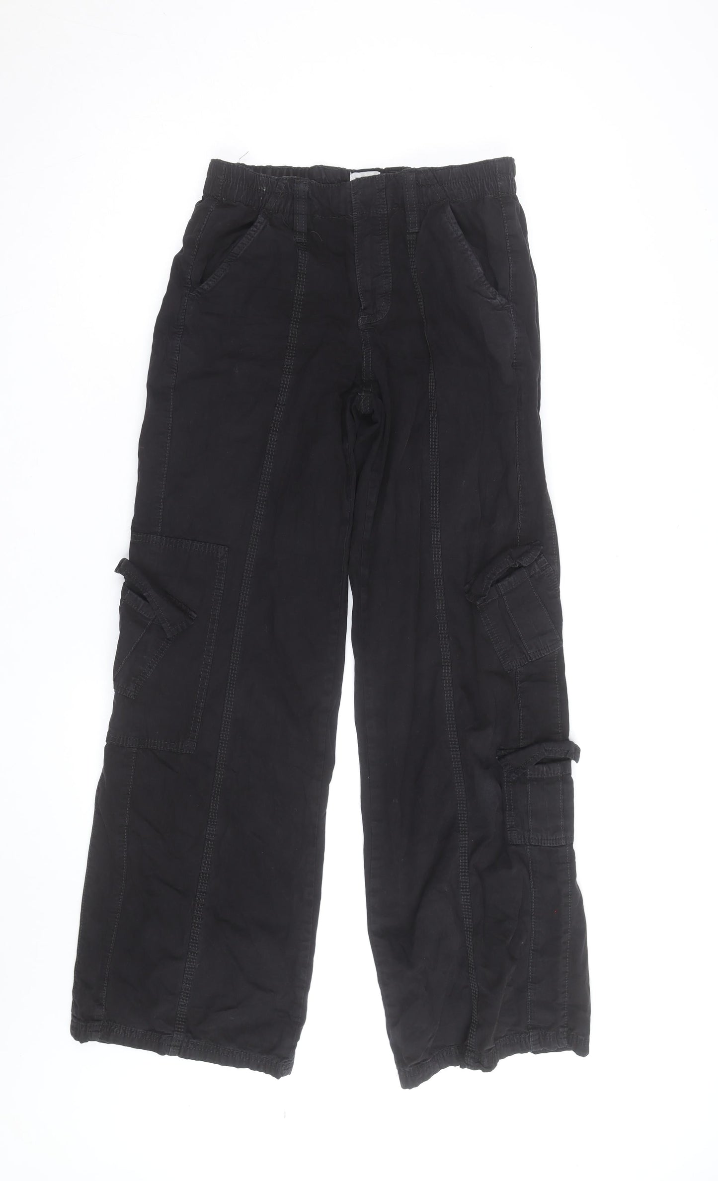 BDG Men's Black XS Cargo Trousers Elastic Waist Cotton