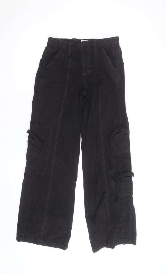 BDG Men's Black XS Cargo Trousers Elastic Waist Cotton