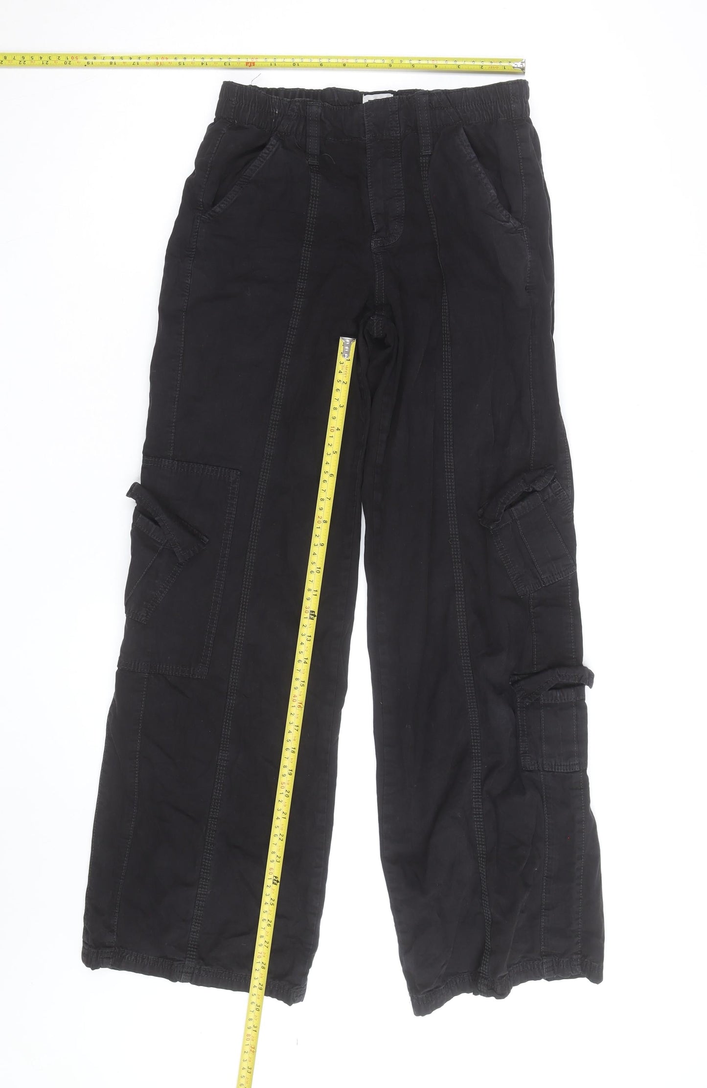 BDG Men's Black XS Cargo Trousers Elastic Waist Cotton