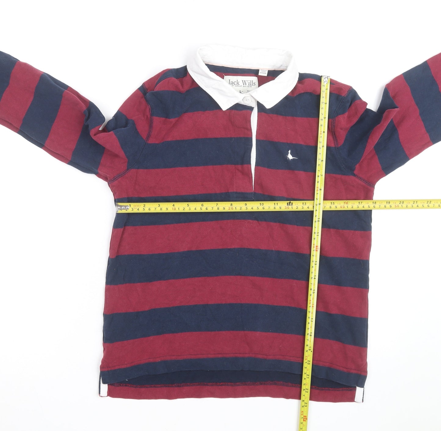 Jack Wills Men's Multicoloured Striped Rugby Shirt M Long Sleeve Cotton