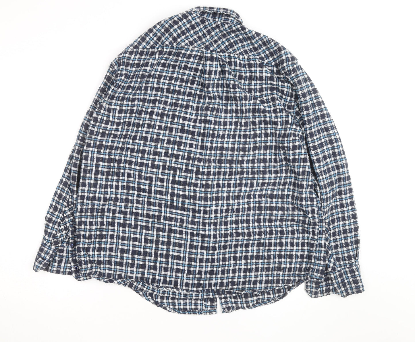 Boohoo Womens Blue Check Flannel Long Sleeve Button-Up Shirt Size 8