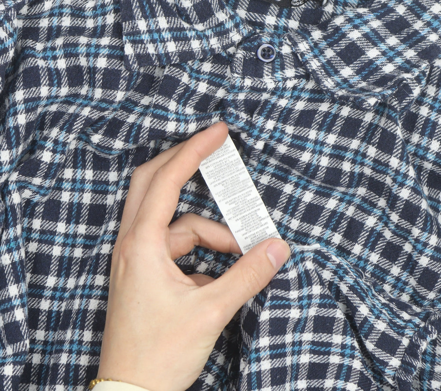 Boohoo Womens Blue Check Flannel Long Sleeve Button-Up Shirt Size 8